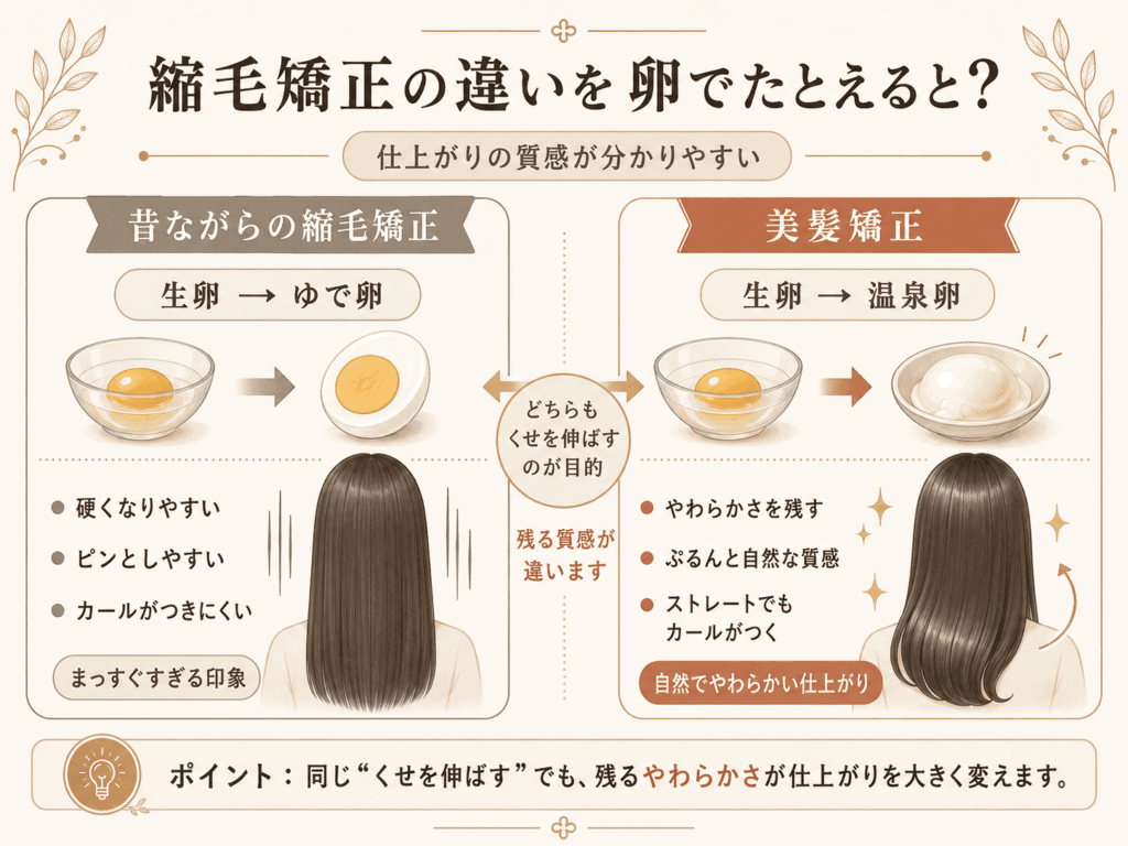 美容室Rの美髪矯正の図解イラスト1a　美容室Rオリジナル資料
